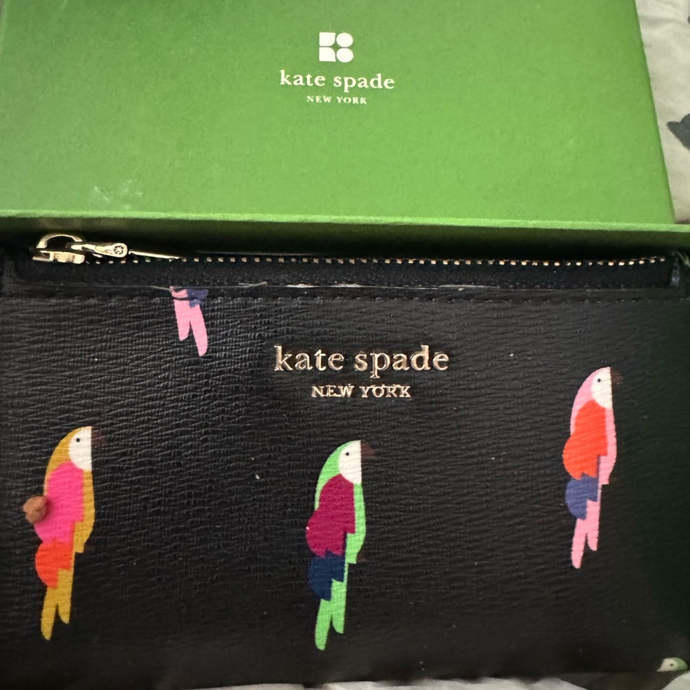 Kate Spade New York pre-loved EUC like new Black Wallet w/ Colorful Birds Design - Picture 7 of 8